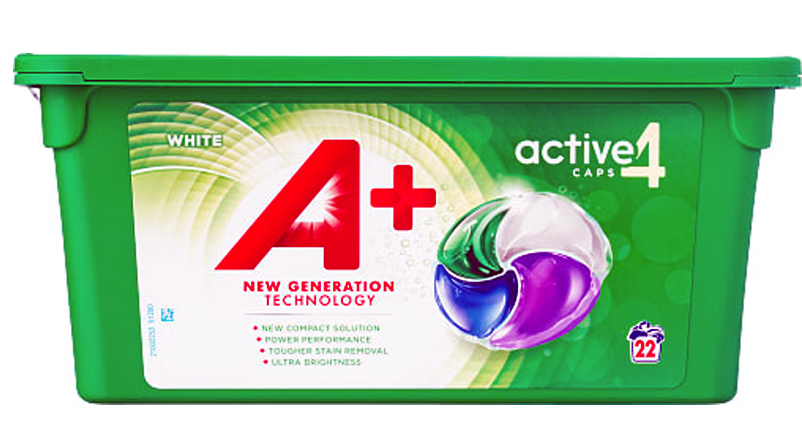 A+ Active4 White 22 kpl nestemäinen pyykinpesutabletti